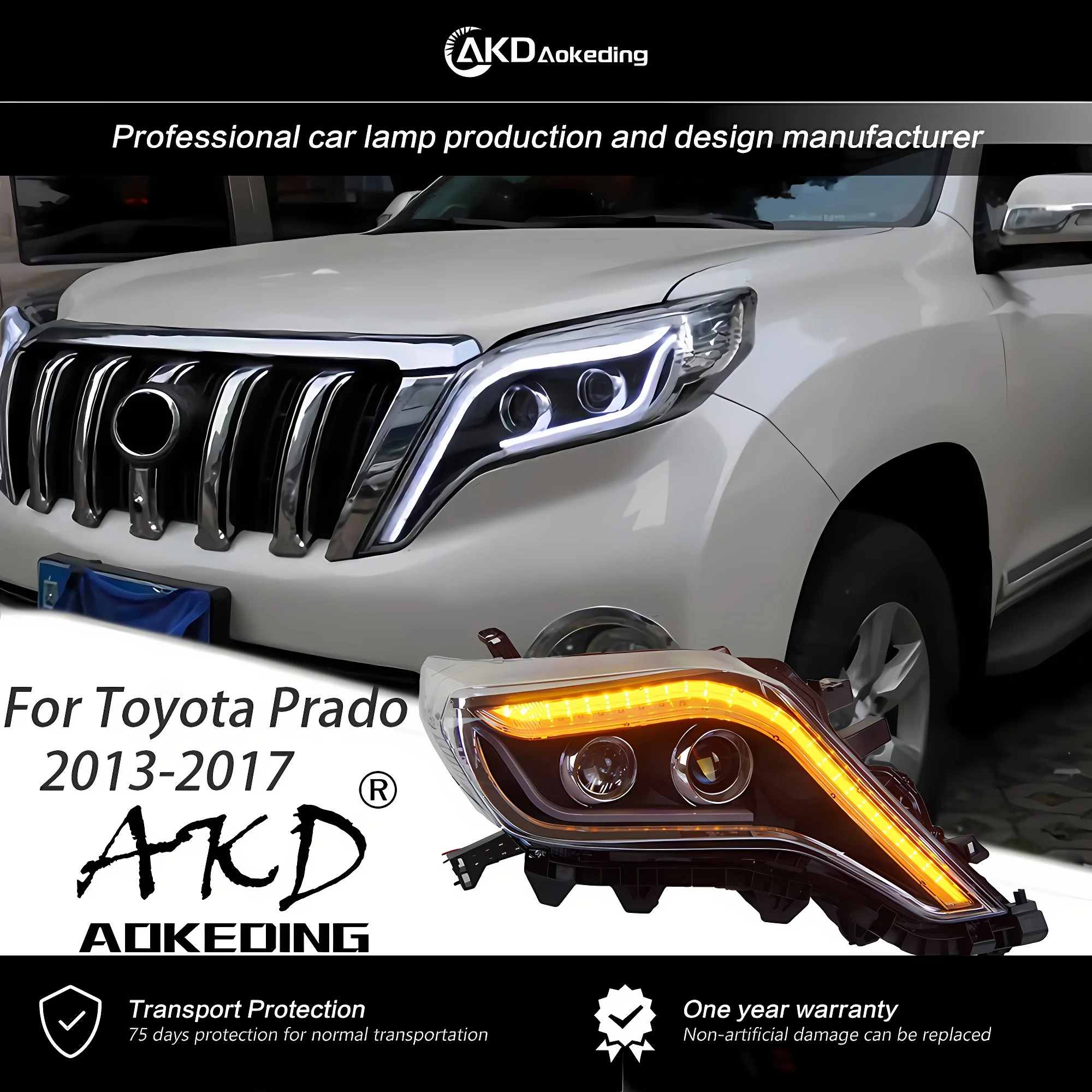 AKD Front Lamp for Toyota Prado LC150 2013-2017 LED Head Light LED DRL Hid Option Head Lamp Angel Eye Bi Xenon Beam Accessories