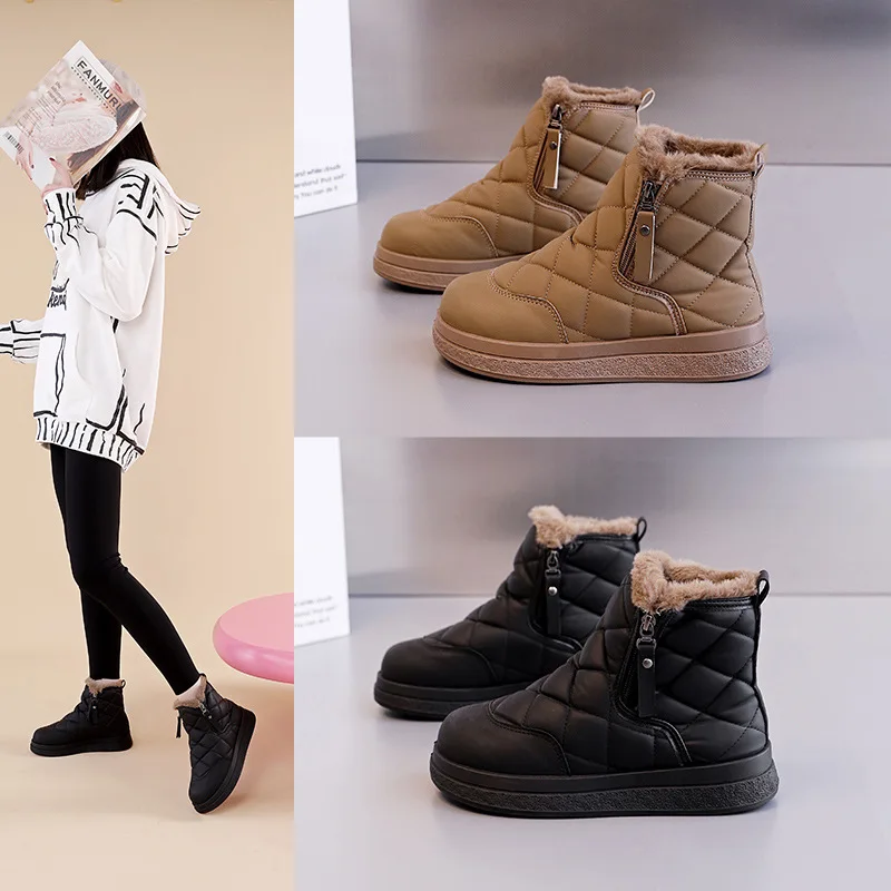 

Women New Winter Snow Boots with Plush and Thick Insulation High Top Boots Thick Soled Cotton Shoes Snow Boots