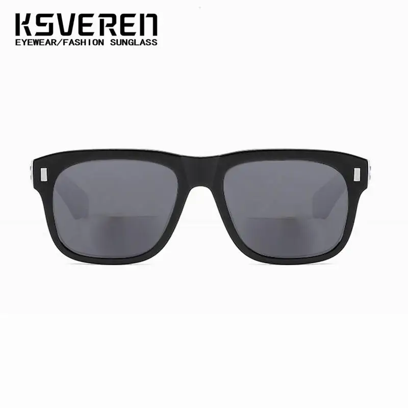 Bifocal Reading Glasses Men Women Trendy Square Frame Outdoor Sun Shading Near Far Dual Use Prescription Eyeglasses +1.0 To +4.0