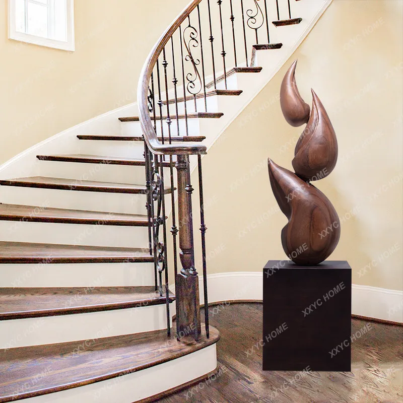 XX Lobby Decoration Ornament Floor-to-ceiling Large Abstract Sculpture Art Sales Office Hall Wood Carving Handicrafts