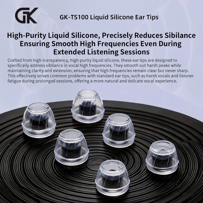 GK TS100 Liquid State Silicone Ear Tips Universal In Ear Earphones Hypoallergenic High Transparent Earplug Earphone Accessories image 2