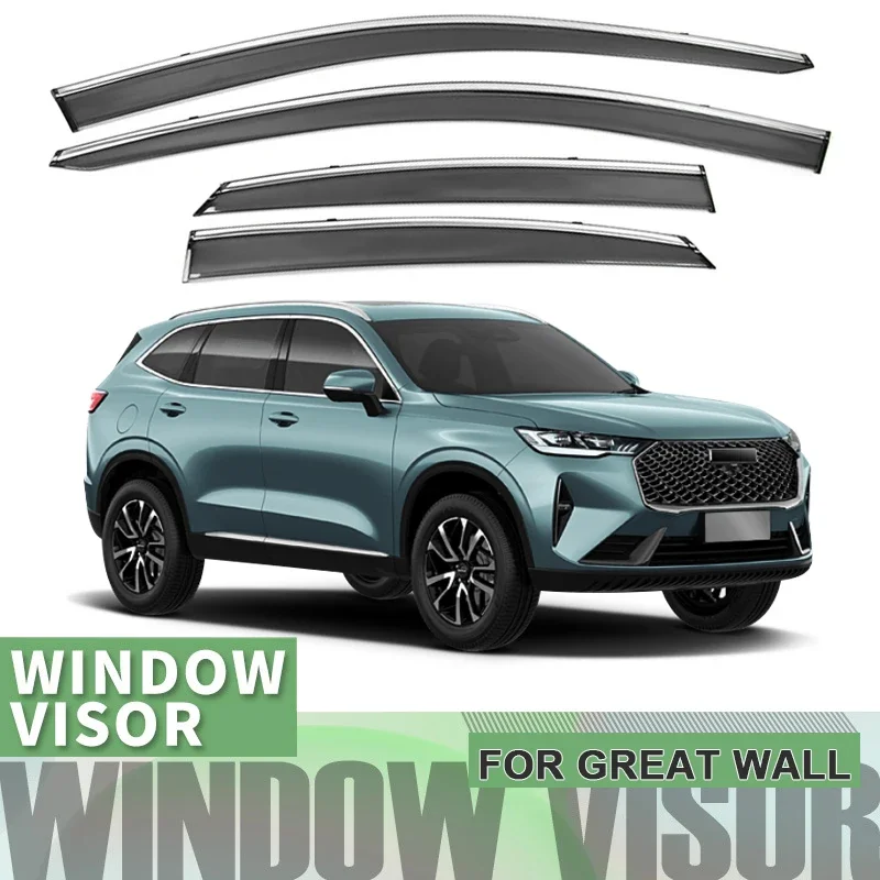 4pcs PC Car Window Visor Waterproof Protect For Great Wall KINGKONG POER DARGO JOLION RAPTOR F7 F7X H6 M6 H5 H9 H6S 2019-2025