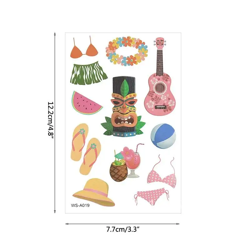 10 Sheets Tropical Flamingo Party Luau Summer Beach Birthday Decorations Hawaiian Party Aloha Waterproof Temporary Tattoo Stick