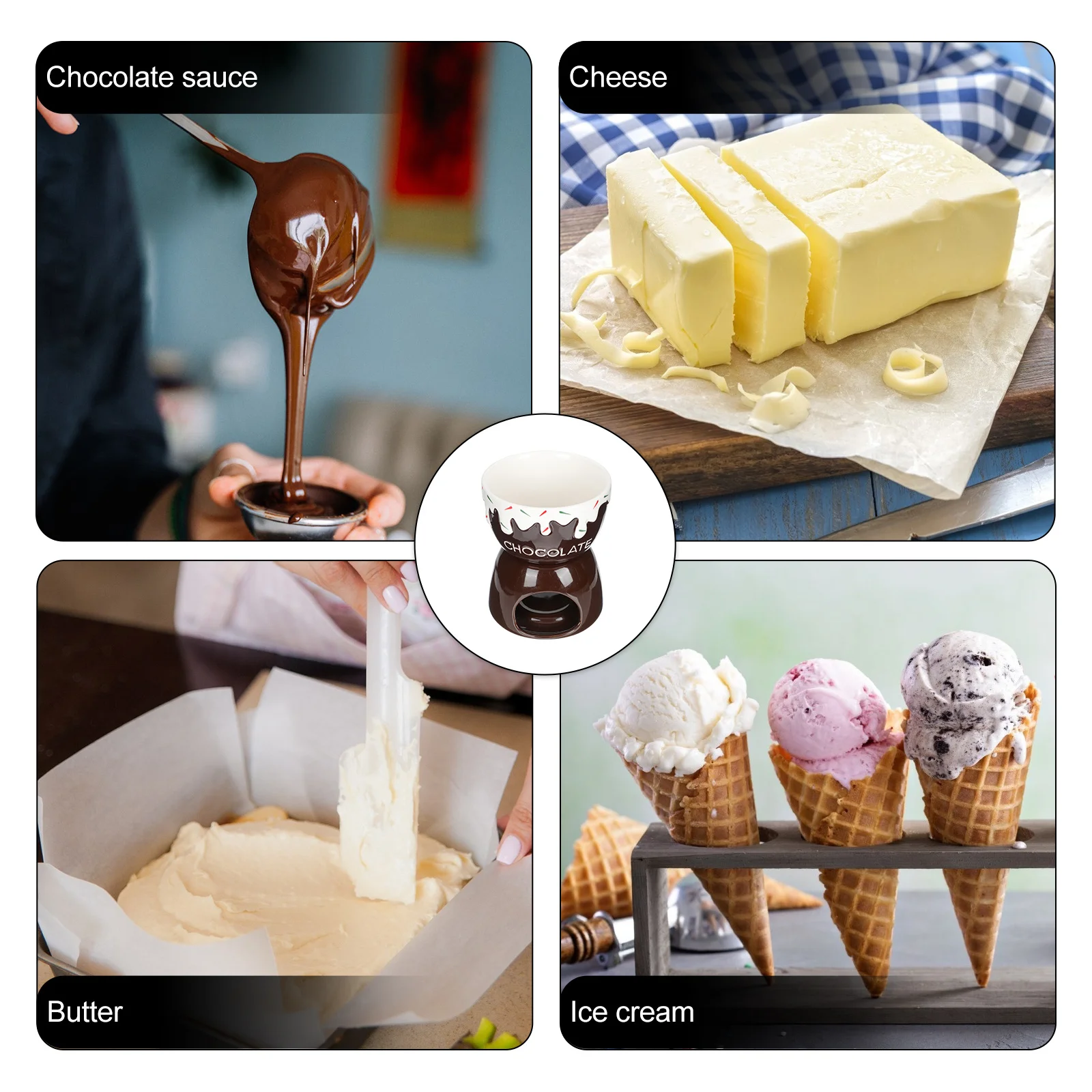 

1Set Chocolate Melting Stove Ceramic Material Detachable Fondue Pot Ideal for Butter Cheese Fondue Pot Set Use