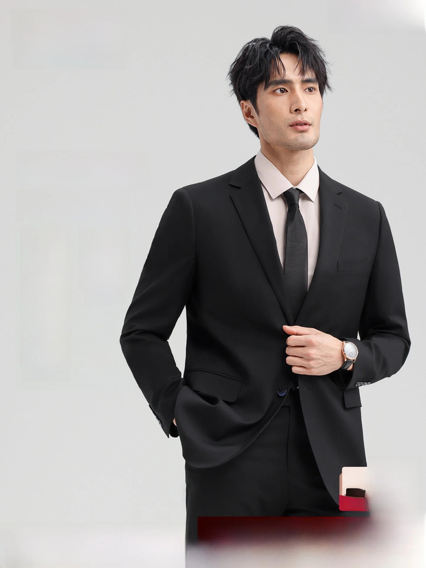 Romon Men's Casual Business Suit Set Single Button Workwear Two-Piece Autumn New Style Standard Fit Polyester Blend Shirt