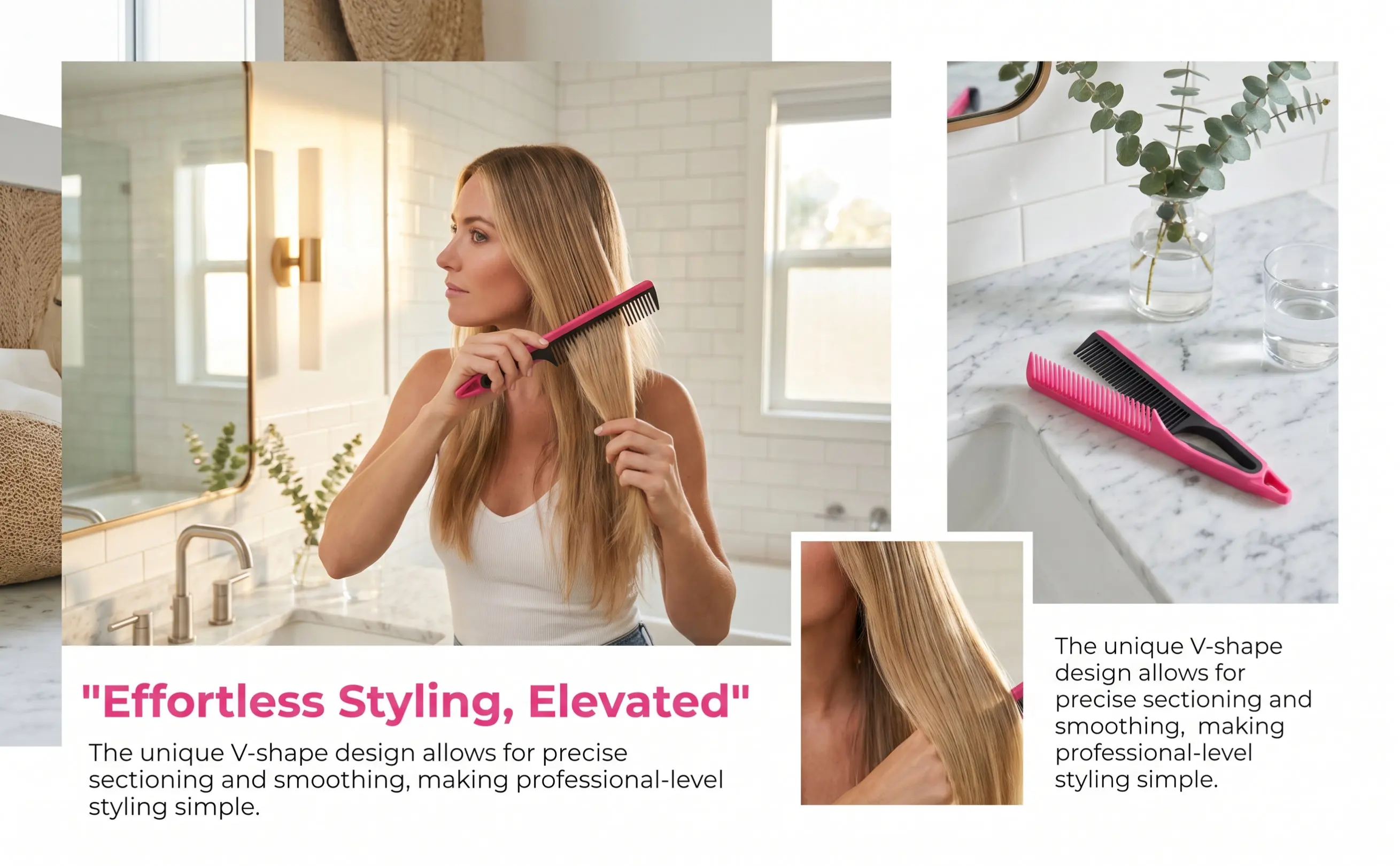 -Shaped Folding Hair Straightener Comb Lightweight Portable Design for Fast Straightening Less Heat Damage Travel Friendly
