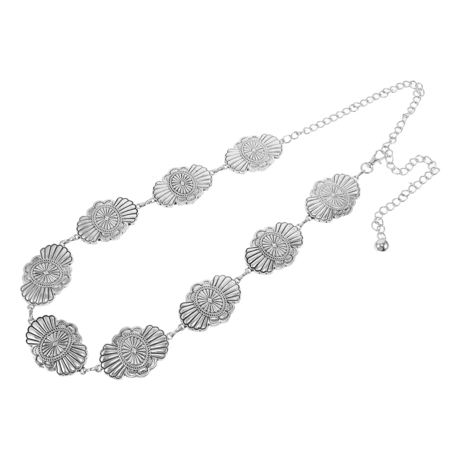 

Богемный металлический пояс-цепочка с регулируемой длиной, в стиле вестерн, с дизайном кончо, для платьев, брюк и кантри-нарядов.