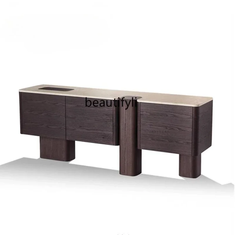 

H5556Minimalist solid wood dining side cabinet marble entrance home high-end designer decorative locker
