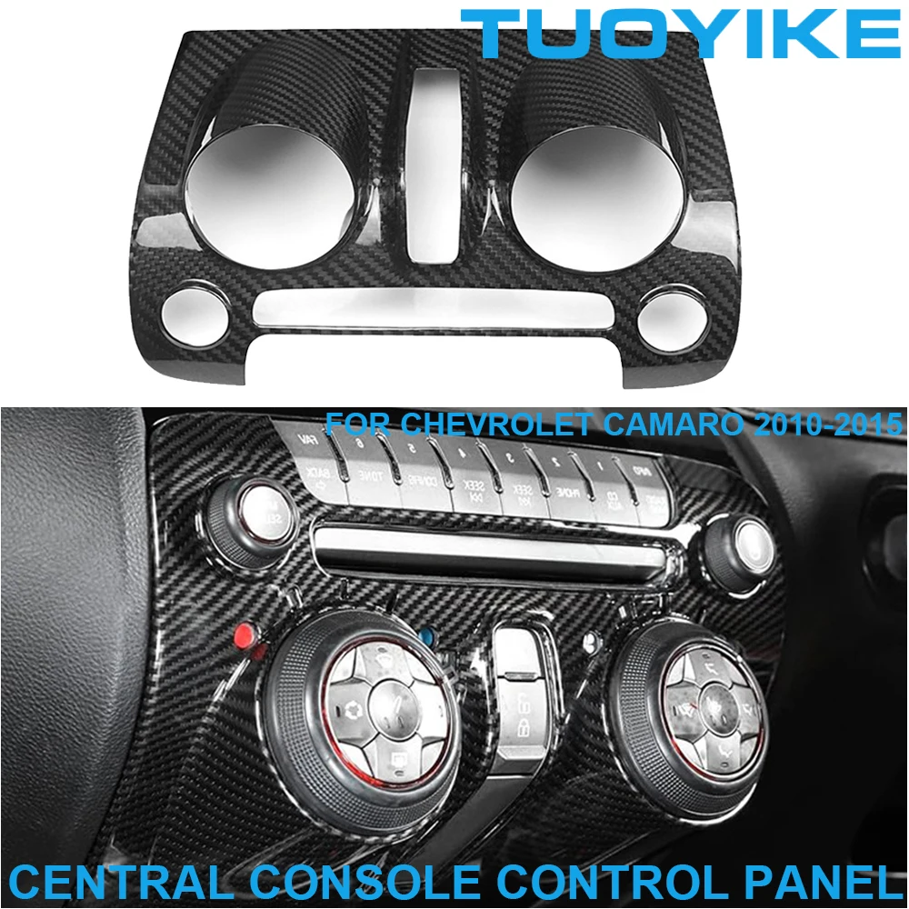 Real Dry Carbon Fiber Interior Center Console Control Panel Frame Cover Trim Decoration Racing Part For Chevrolet Camaro 2010-15