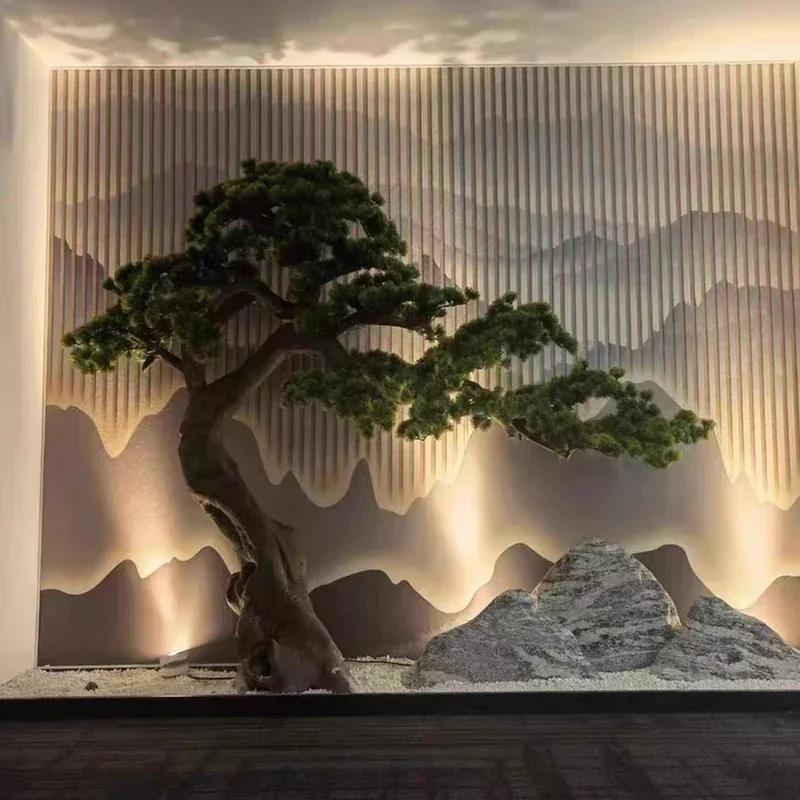 

Artificial Greeting Pine Pine Tree New Chinese Style Decoration Fake Trees Decoration Large Window Landscape