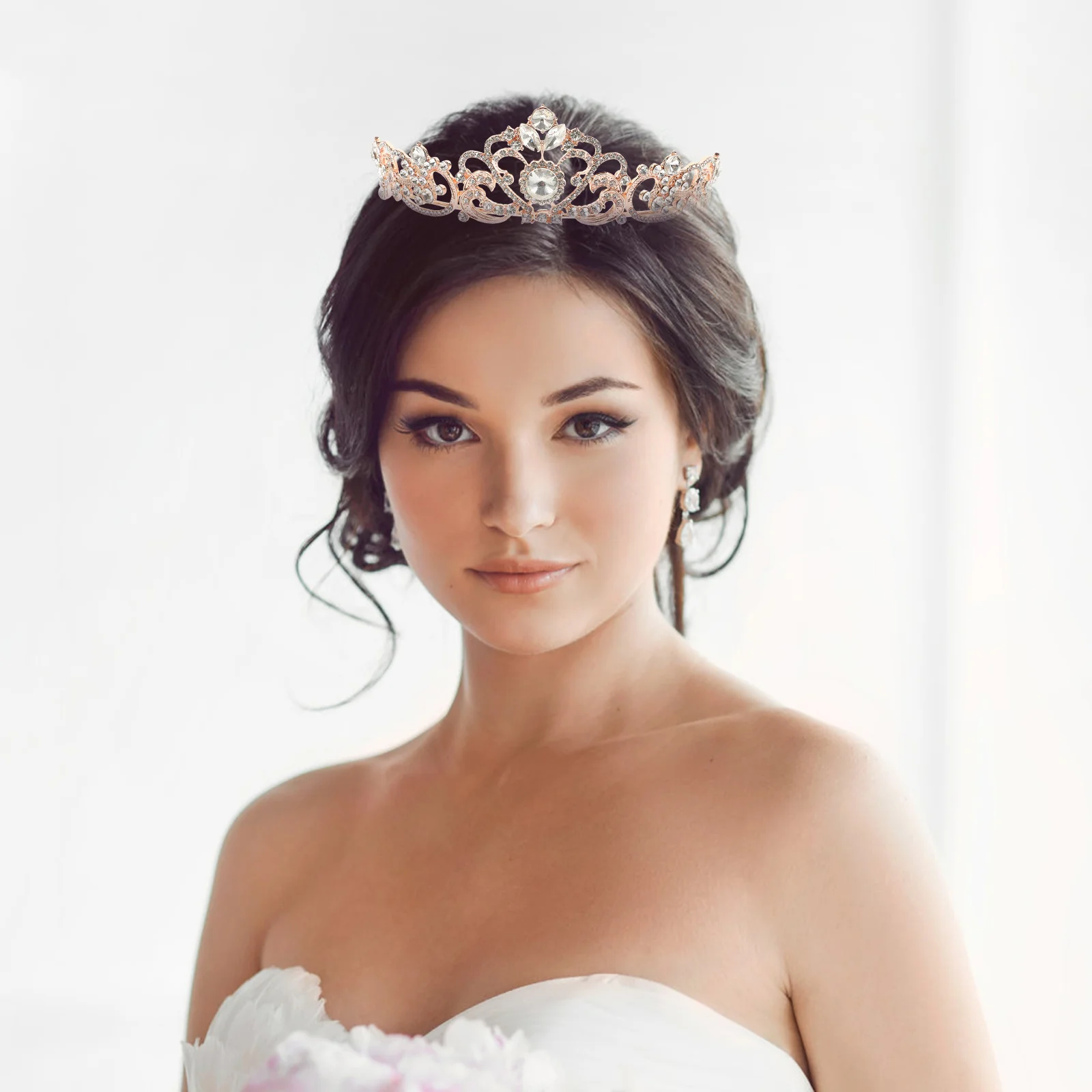

Elegant Rhinestone Tiara Crown For Bride Wedding Bridal Headdress Girl Women Birthday Decorative Headwear Accessory