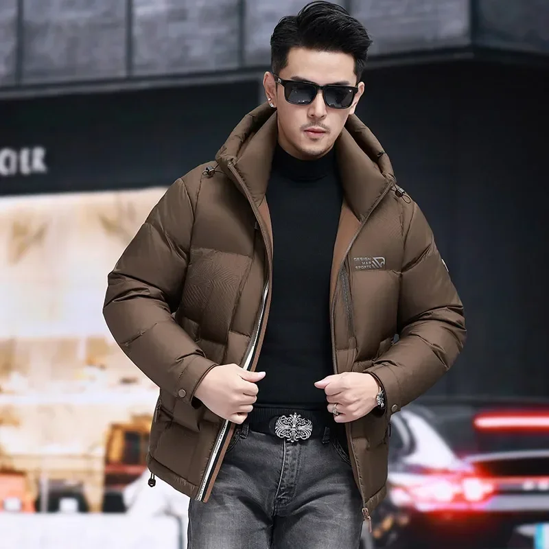 COZOK-Chaqueta corta de plumón de pato con capucha para hombre, abrigo acolchado ligero, informal, cálido, invierno