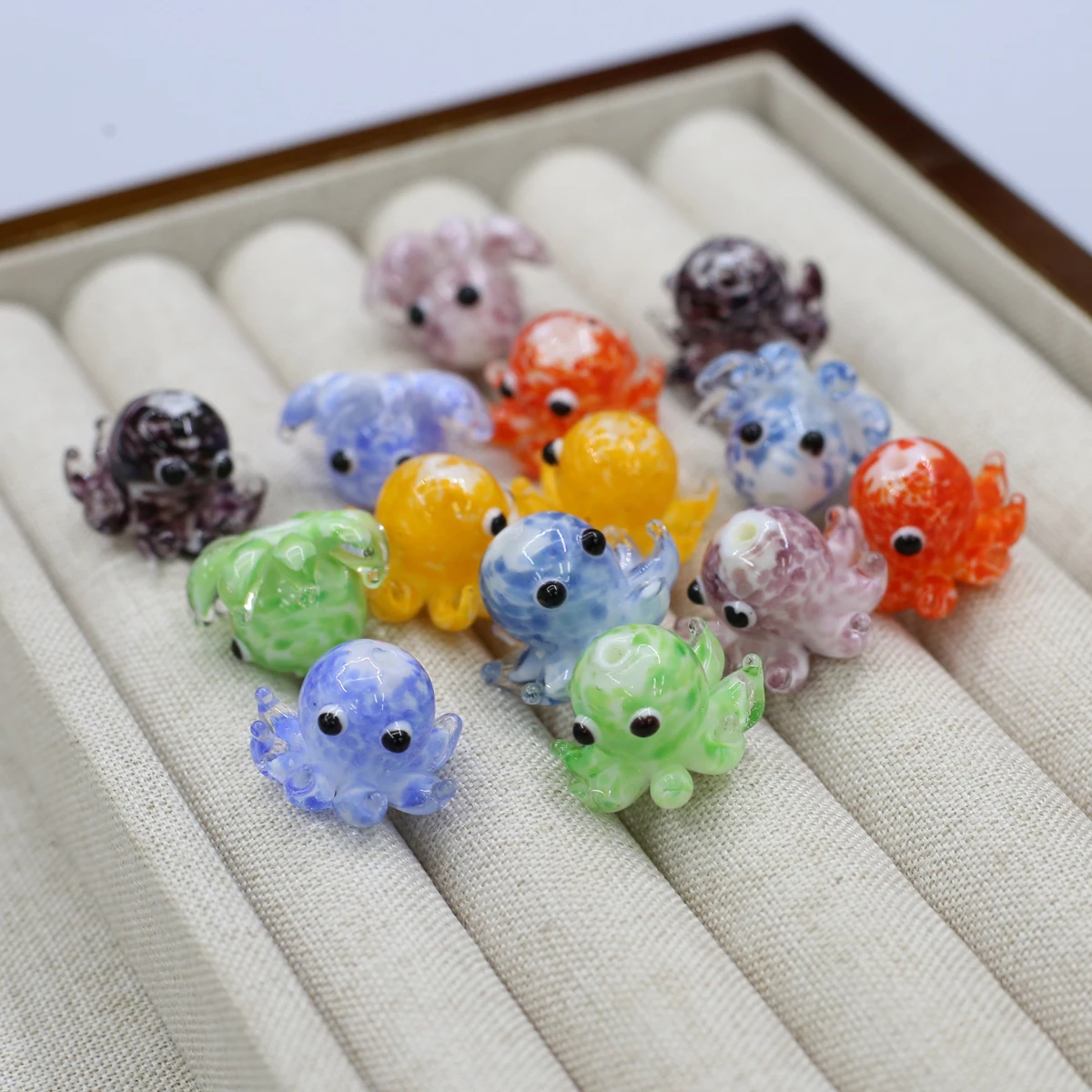 5 قطعة 14x20 مللي متر رائعتين ليتل الأخطبوط على شكل الزجاج الخرز اليدوية Lampwork الزجاج الخرز لصنع المجوهرات عقد دي اي واي سوار #6