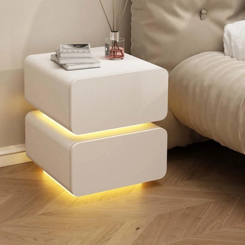 

Modern Simple Solid Wood Bedside Locker Cream Bedroom Nightstand Cabinet for Household Living Room Small Apartment
