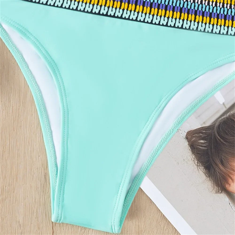 Bikini na jedno ramię Patchwork bandażowy strój kąpielowy stroje kąpielowe z wysokim stanem kobiety strój plażowy Y2K strój kąpielowy bikini Biquinis Feminino