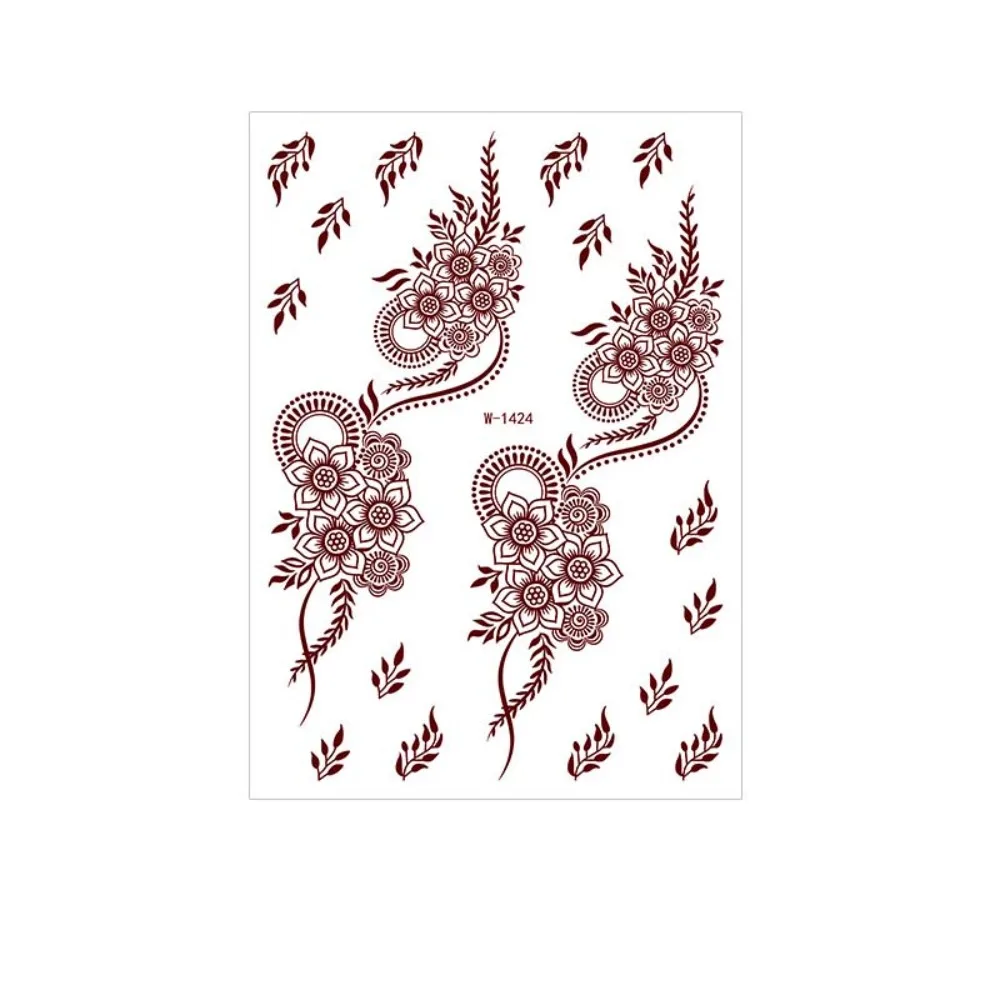 Red Mehndi Stickers Henna Tattoo Stickers Lace Fake Tattoo Wedding Tool Red Henna Tattoo Decals Waterproof Legs Arm