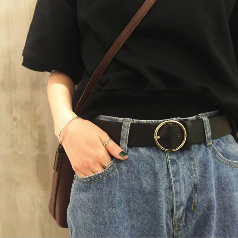 

2Pcs Stylish Women Waist Belt Retro Round Buckle Fashionable Pants Accessory for Dresses and Shorts