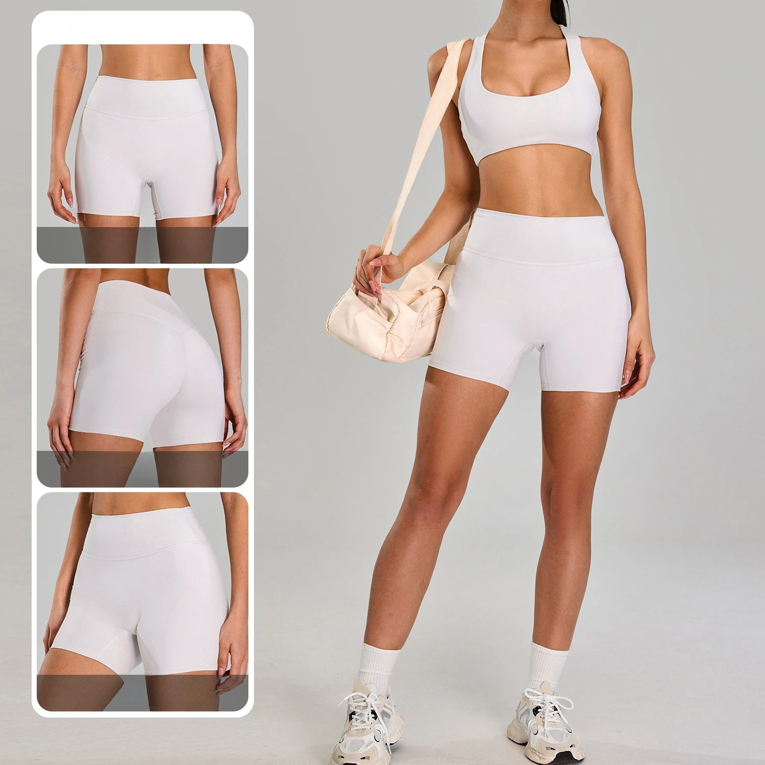 

Women's High Waisted Yoga Shorts Quick-Dry Butt Lifting Workout Fitness Shorts with Pockets Breathable Compression Sports Shorts