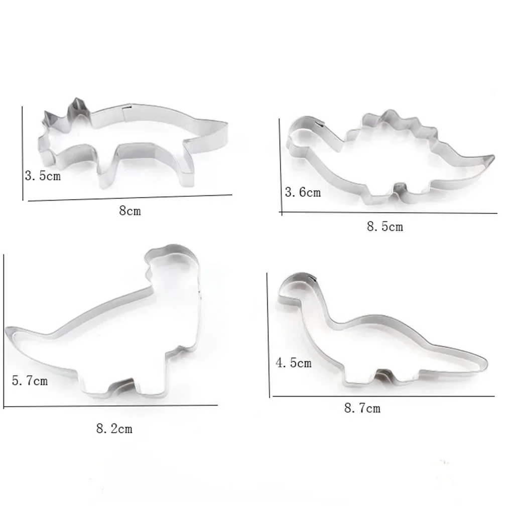 4Pc Stainless Steel Dinosaur Cutter Decorating Mould Cake Frame Cookies Mold Baking Cake Accessories pasteleria y reposteria