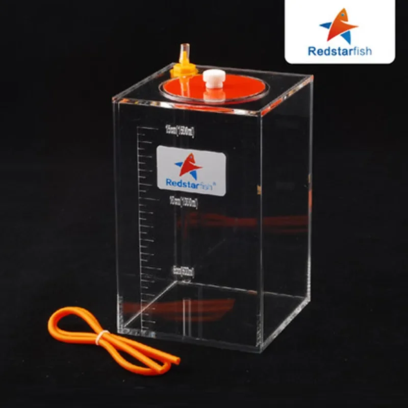 Red Starfish acrylic liquid storage barrel coral cylinder calcium magnesium KH titration transparent tape scale container view 2