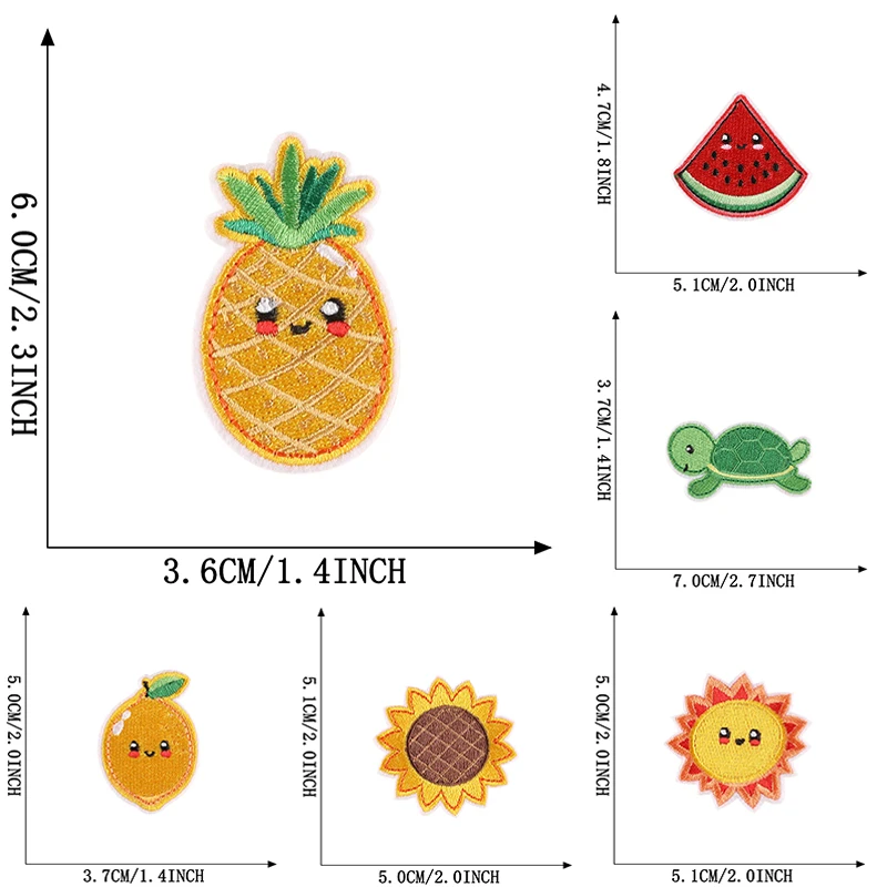 12 Pcs Cute Lot Animals Fruits Bee Iron On Patches For Clothes Kids Fabrics Embroidered Diy Jacket Sew Parches Bulk Small Baby
