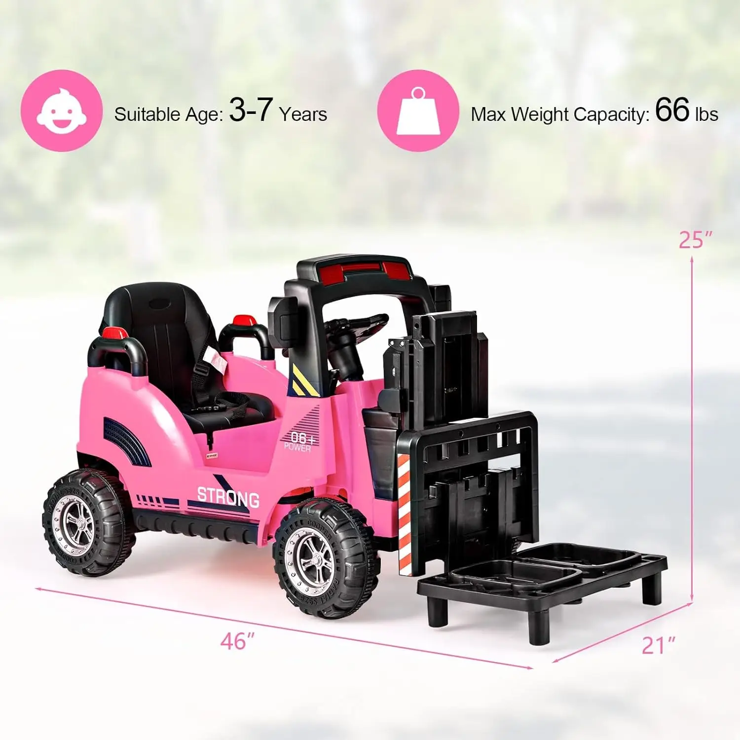 Ride on Forklift, 12V Kids Electric Vehicle Construction Truck with Remote Control, Liftable Fork and Pallet, Toddlers Battery P