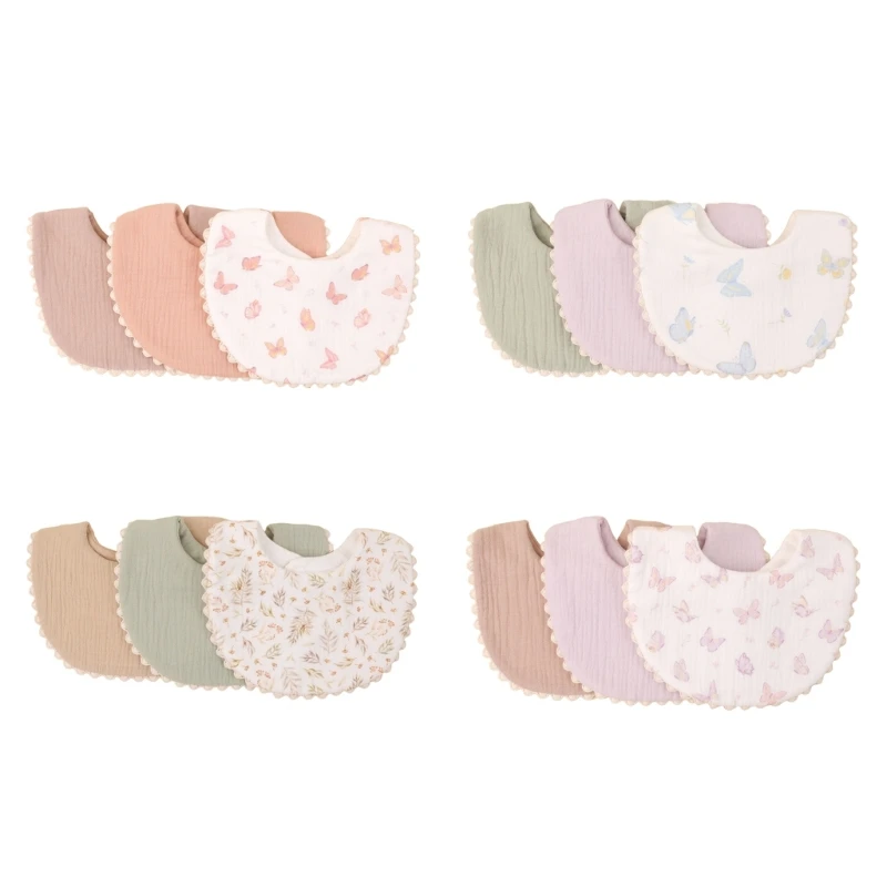 3pcs Newborn Bibs Infant Burp Cloths Baby Stuff Feeding Drool Bandana Saliva Towel Toddler lace Floral Bib Baby Accessories