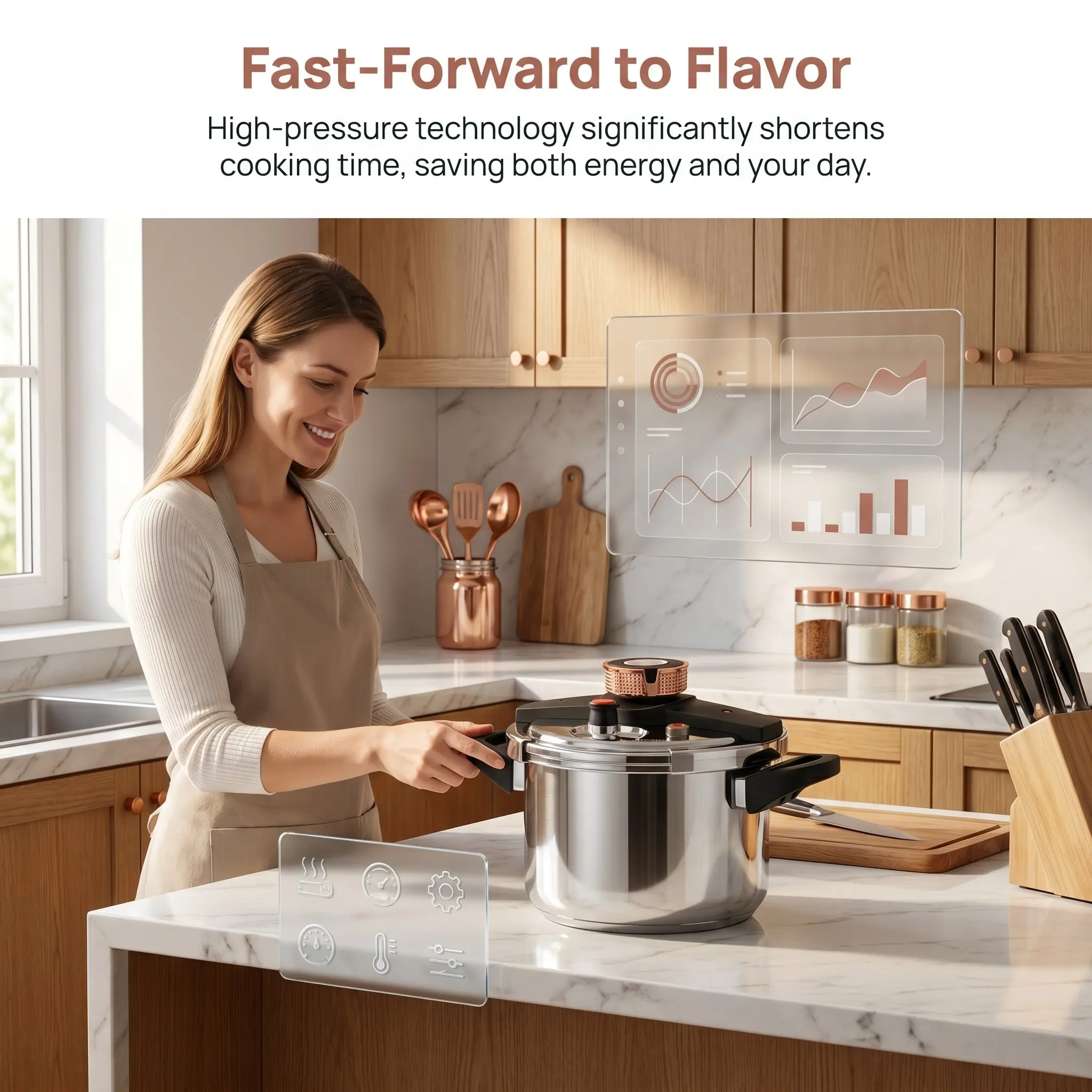 Multi Size 4L-11L 304 Stainless Steel Pressure Cooker 80kPa Rotary Knob Lock Pot for Rice Meat Soup Beans and Family Cooking