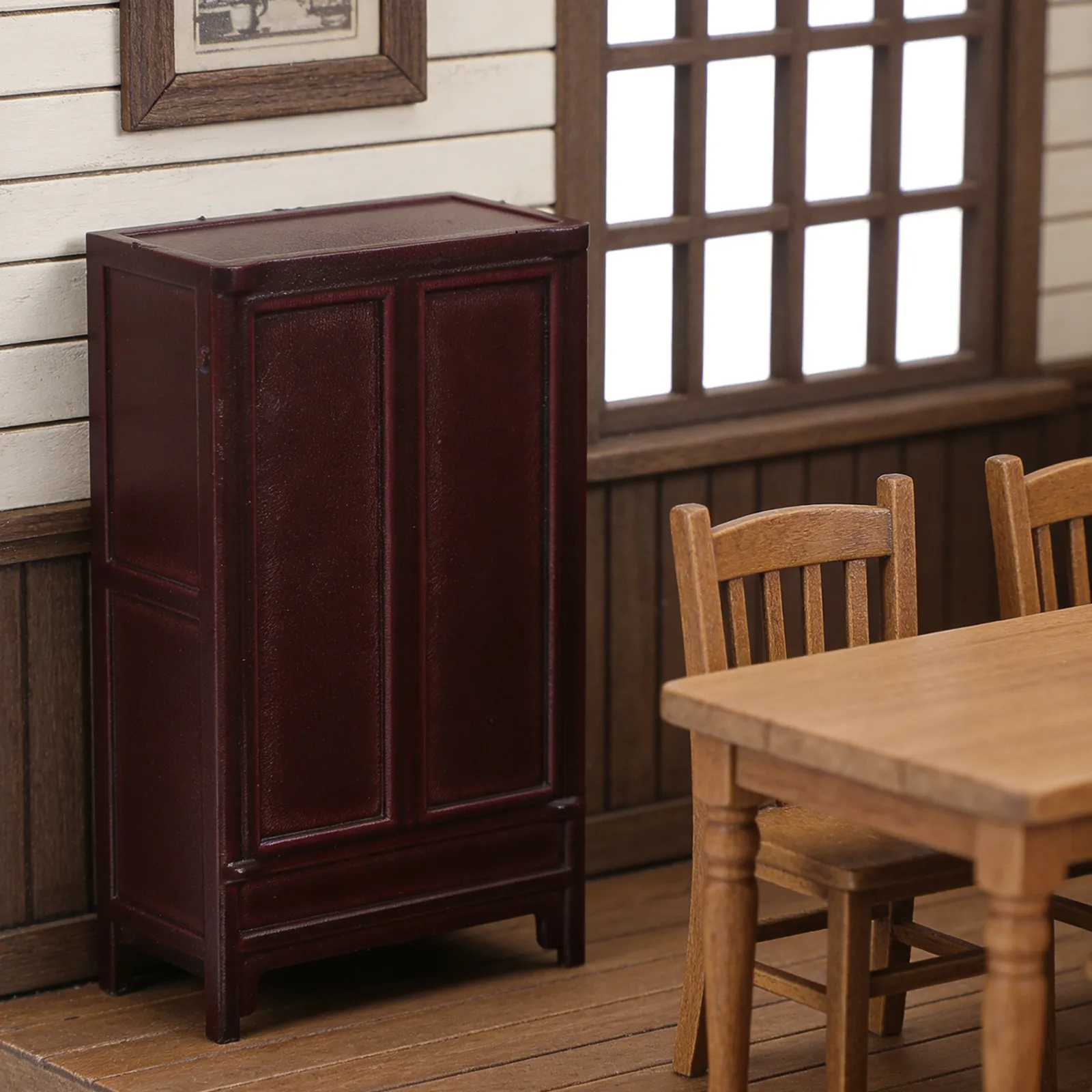 

Miniature Shelf Dollhouse Furniture 1:25 Scale Chinese Style Storage Cabinet for Home Party Festival Micro Scene Decor