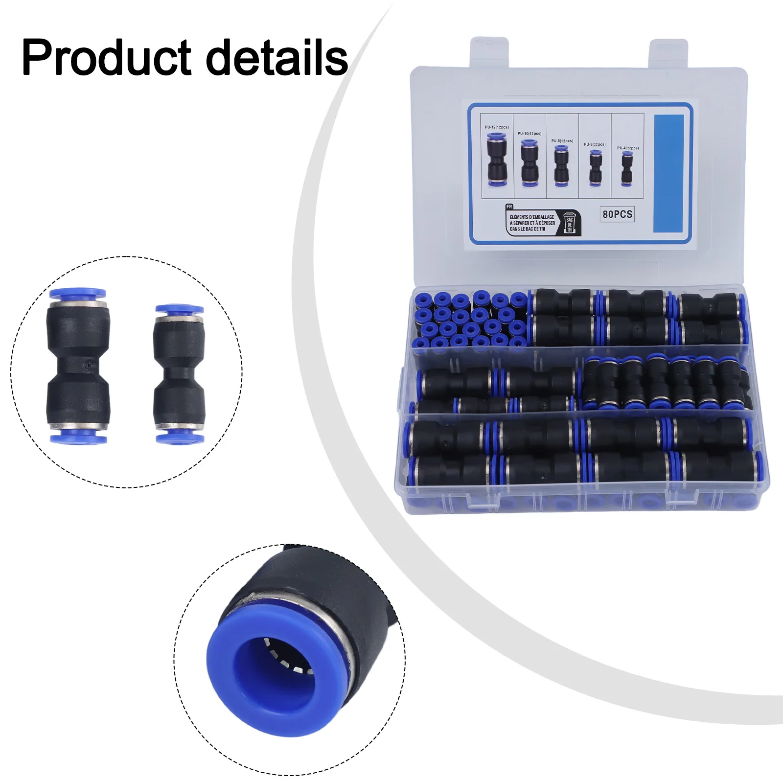 Reliable Quick Connect Fittings Set of 80 Straight Push Connectors Designed for Strong Connections in Various Tubes