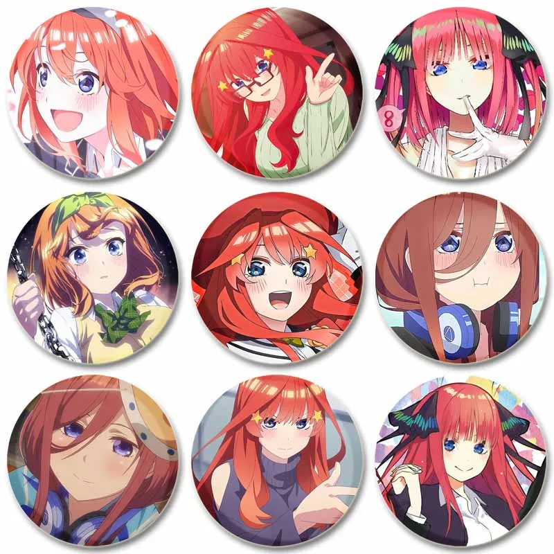 Anime Characters Miku/Nino/Itsuki/Yotsuba/Ichika Button Pins Tinplate Brooches Badges for Backpack Decoration Fans Collection