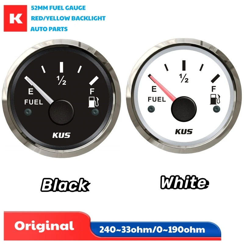 

KUS Датчики уровня топлива для автомобилей и лодок 52 мм 240-33 Ом Измерители уровня топлива 0-190 Ом Входной сигнал с красной или желтой подсветкой 12 В/24 В