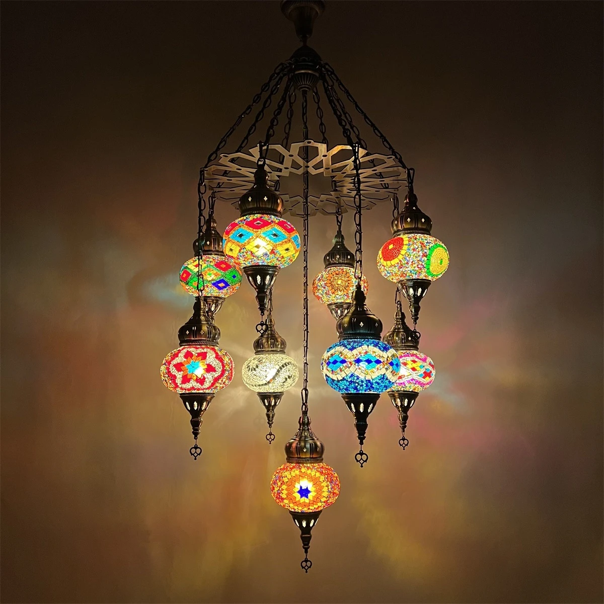 

Specialty Restaurant Hotel B & B Cafe Staircase Mediterranean Exotic Handmade Glass Turkish Chandelier