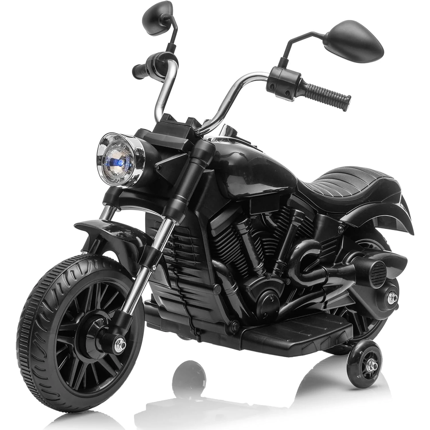 Kids Electric Motorcycle, 12V Battery Powered, 3-Wheel Ride On Toy w/Training Wheels,Reverse, Headlight, Horn,Music,Ages 3-5Y