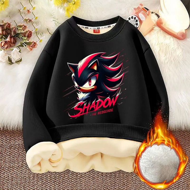 Sonics Winter Kids Thicken Sweatshirt Children Casual Warm Pullover Boy Cartoon Cute Clothing Anime Top Long Sleeve Clothes 2025