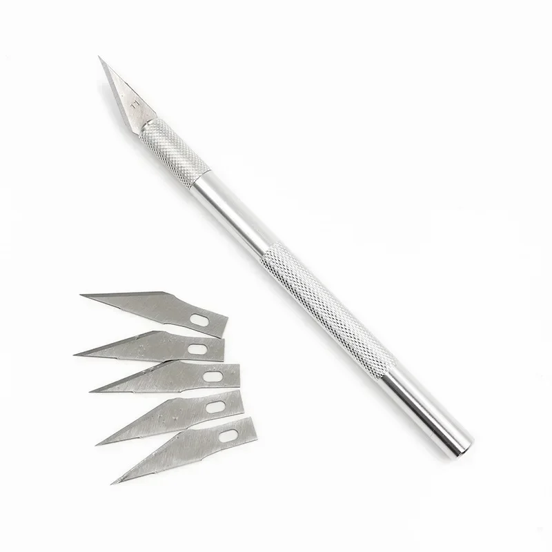 Non-Slip Metal Scalpel Knife Tools Kit Cutter Engraving Craft knives +5pcs Blades #11 for Mobile Phone PCB DIY Repair Hand Tools