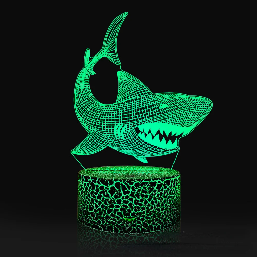 3D LED Night Light Shark Colorful Touch Table Lamp Room Decor Birthday Christmas Gift for Boys Girls Nightlight