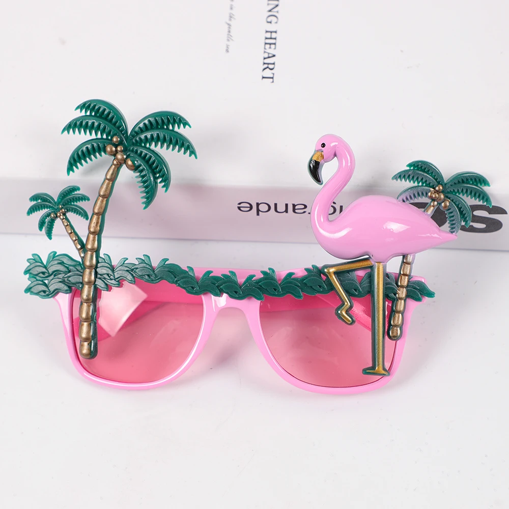 1Pc Hawaii Theme Party Coconut Tree Flamingo Glasses Summer Beach Tropical Wedding Birthday PhotoBooth Props Party Decoration