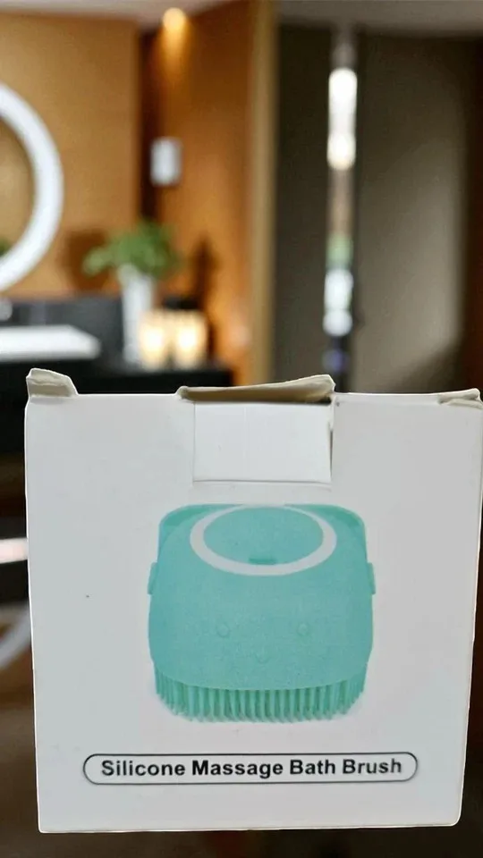 Silikon-Massage-Haarbürste, Badebürste für die Körperreinigung. 2-teiliges Set.