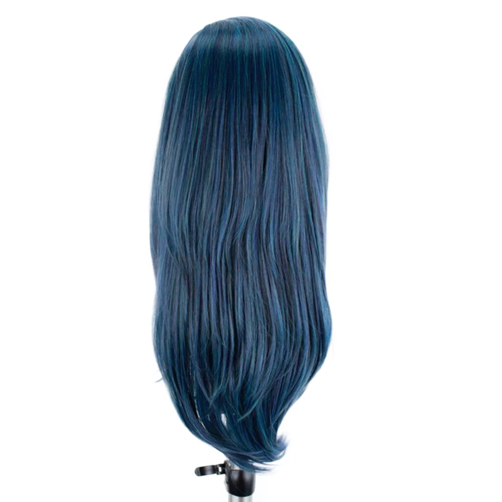 Rongduoyi Lang Haar Donkerblauw Synthetisch Kant Pruiken Voor Vrouwen Natuurlijke Golf Vrouwen Haar Hoge Temperatuur Vezel Dagelijks Cosplay