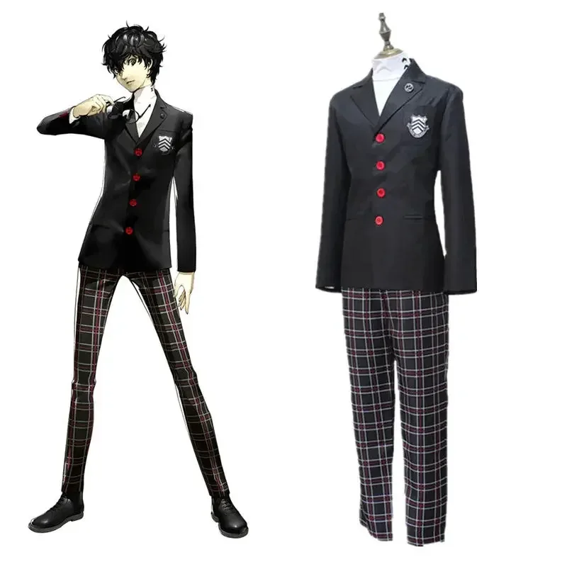 zz04zz12Anime Persona 5 Costume Akira Kurusu / Ren Amamiya School Uniform for Unisex Coat Shirt Pant Cosplay suits