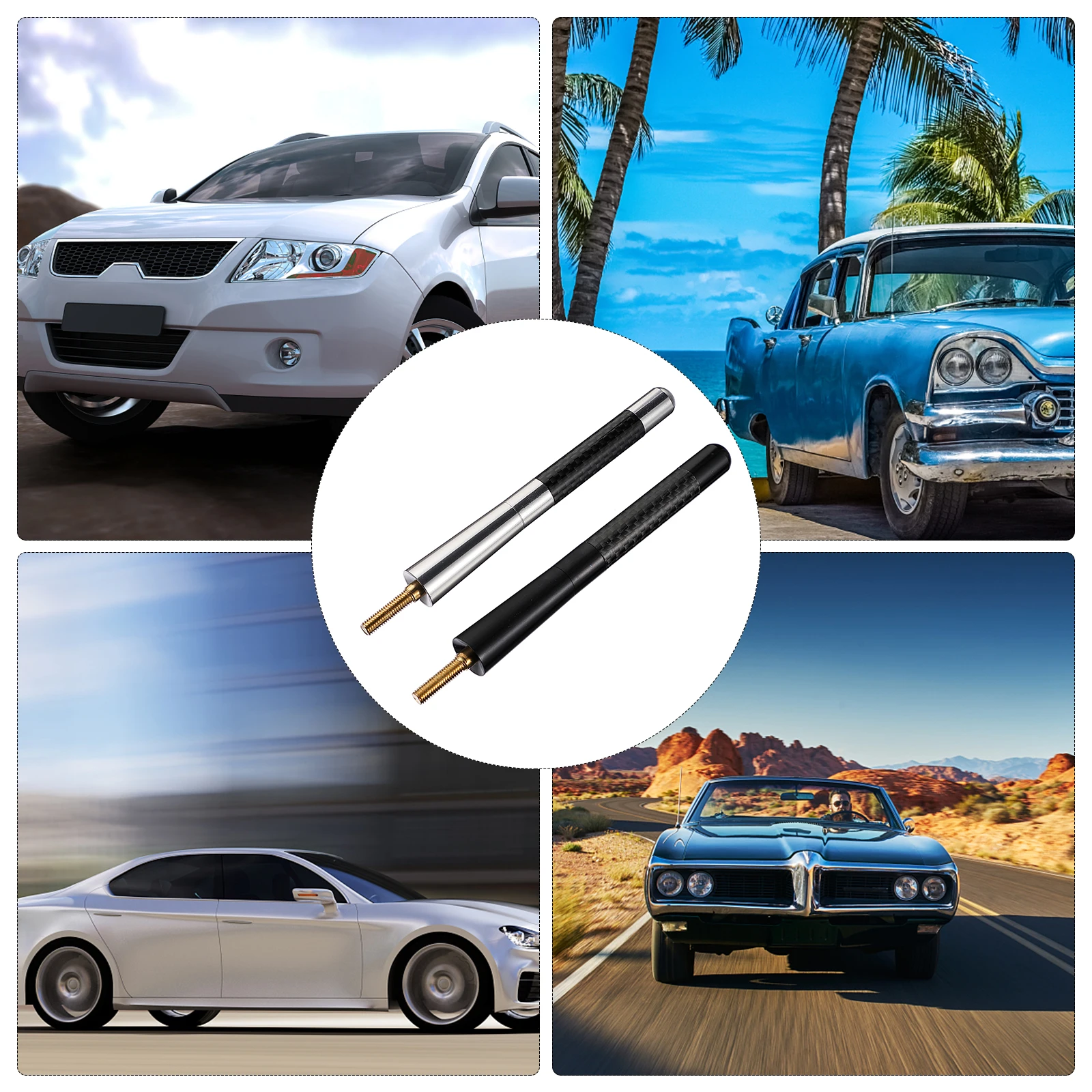

2 pcs Aluminum Alloy Short Rod Car Antenna 12Cm Sporty Design Easy Mounting Carbon Fiber Style Radio Signal Receiver For All