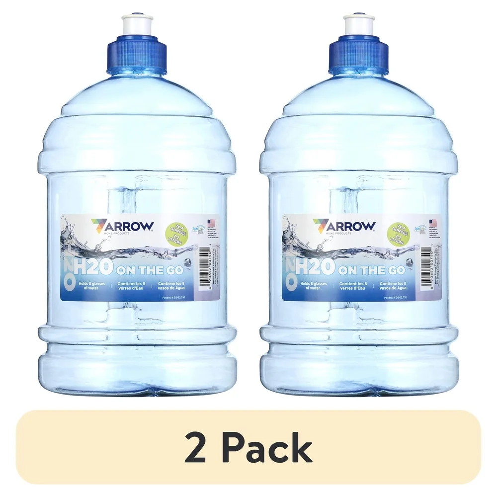 عبوة من زجاجة مياه مقاومة للتسرب سعة 2.2 لتر مع غطاء دفع ومقبض متكامل وحاوية مشروبات للياقة البدنية قابلة لإعادة الاستخدام للأنشطة الخارجية