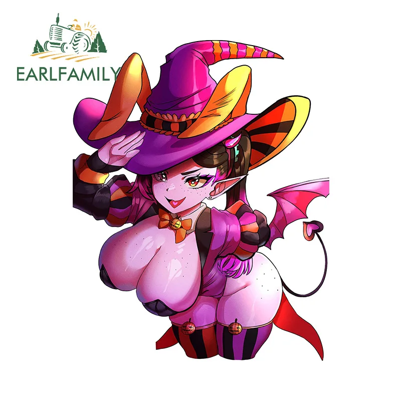 

EARLFAMILY 13cm x 10.4cm Succubus Waifu Fanart Stickers Hentai Boobs Devil Witch Original Uniform Car Accessories Ecchi Decals