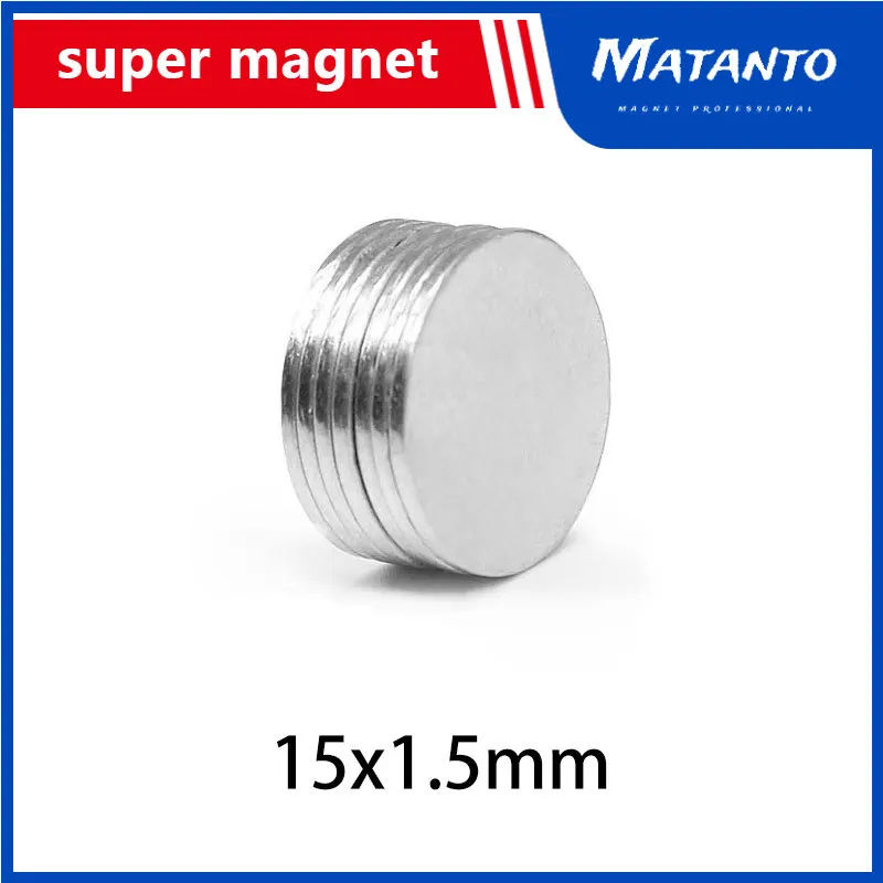 

10/20/50/100/200PCS 15x1.5 Round Strong Powerful Magnets 15mmx1.5mm Disc Neodymium Permanent Magnets 15x1.5mm N35 15*1.5