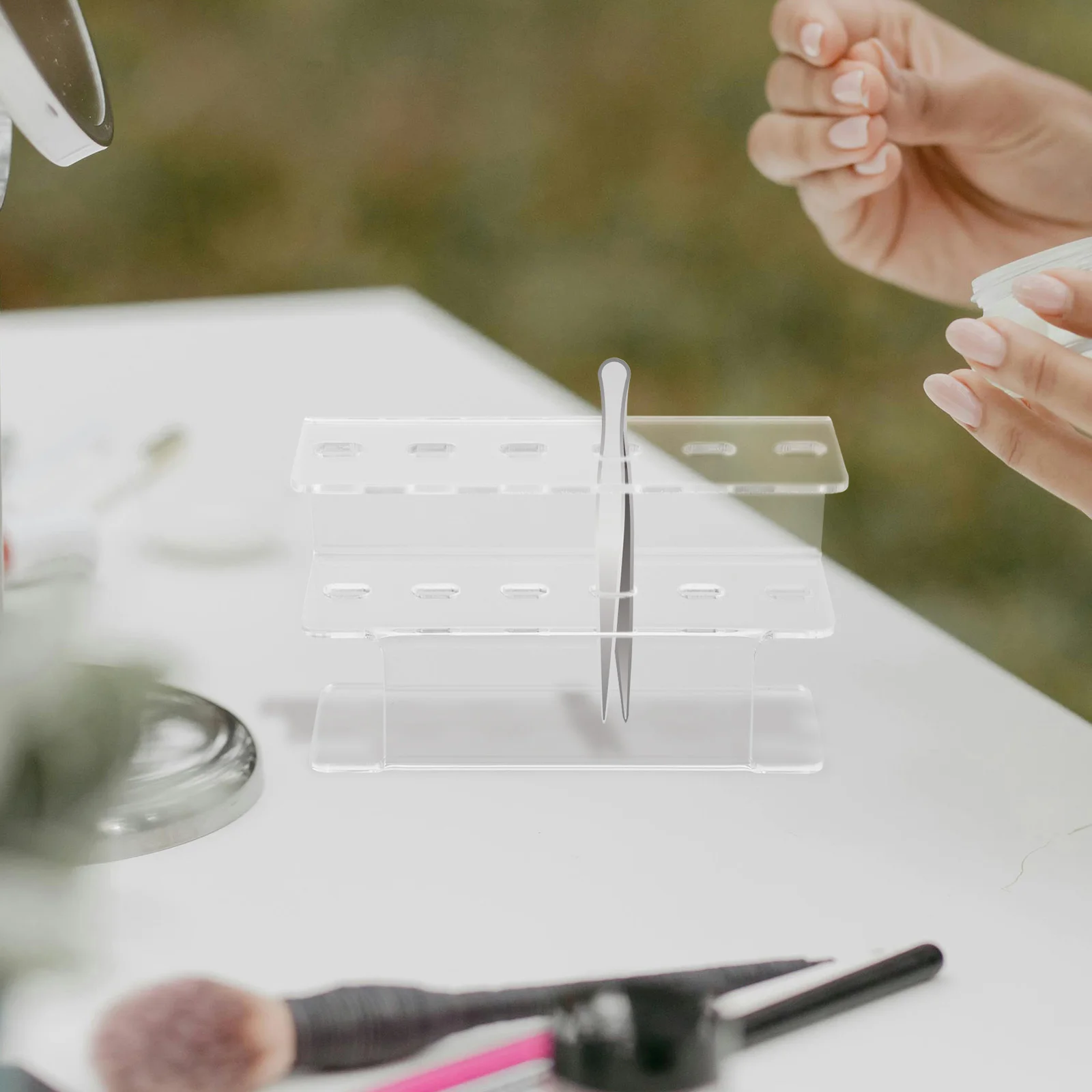6-gaats acryl pincet opbergstandaard doorzichtige organizer wimperverlenging gereedschap rek make-up accessoires acryl pincethouder