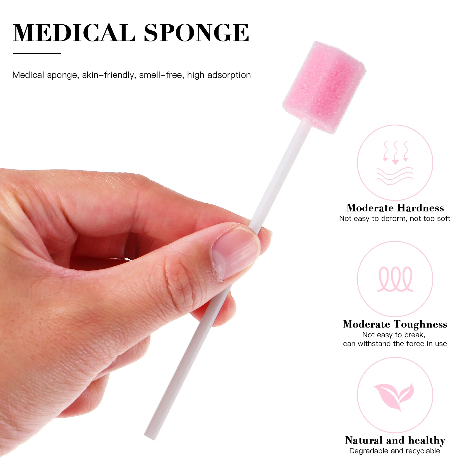 Hisoposs-Sponge Stick para Oral Care, Higiene bucal descartável, Dente, bebê, Esponja de limpeza da boca, Hisoposs Foam