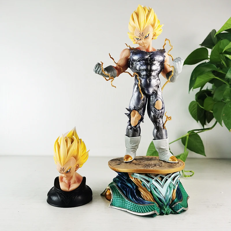 34cm Dragon Ball Z Gk Anime Figures Demonized Vegeta Standing Surrounding Statues Two-Dimensional Ornaments Toy Christmas Gift