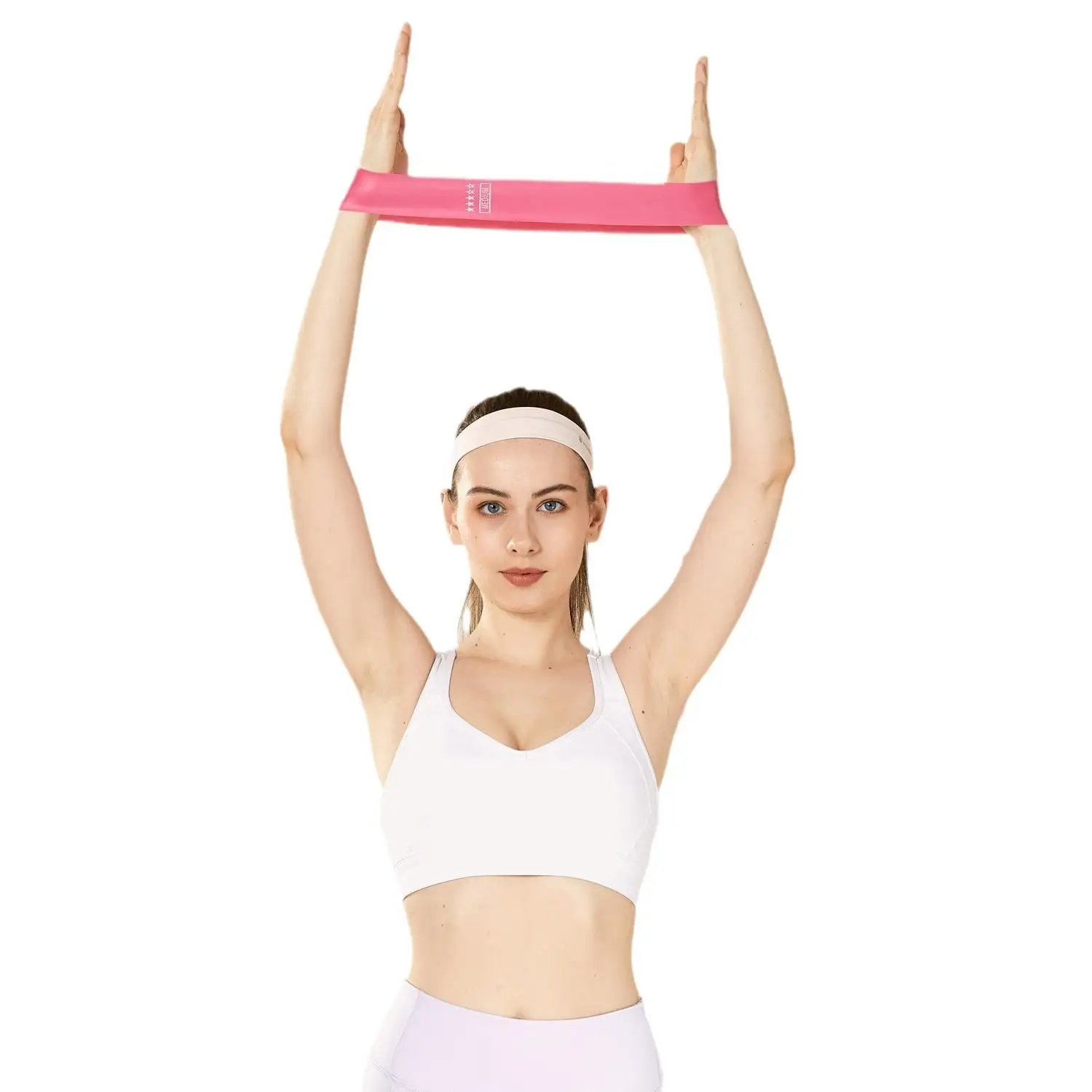 

Yoga Resistance Band Light Pink 600mm Fitness Training Hip Pull Squat Dance Stretch Band TPE Material Five-Pack with Storage Bag