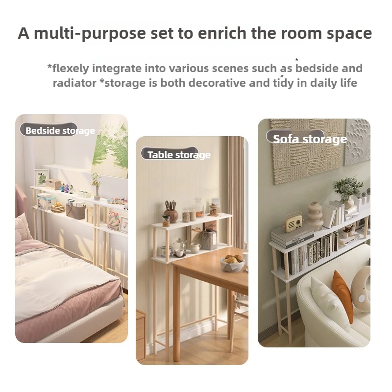 Bedside Gap Organizer Multifunctional Narrow Console Table Slim Living Room Storage Shelf Space-saving Bedroom Bedside Rack